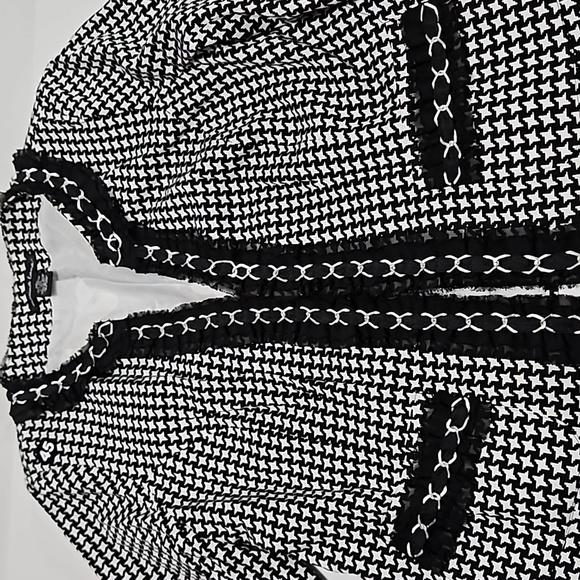 Marina Luna Black & White With Lace & Pockets Blazer Jacket Size L #W-736 - Picture 6 of 12